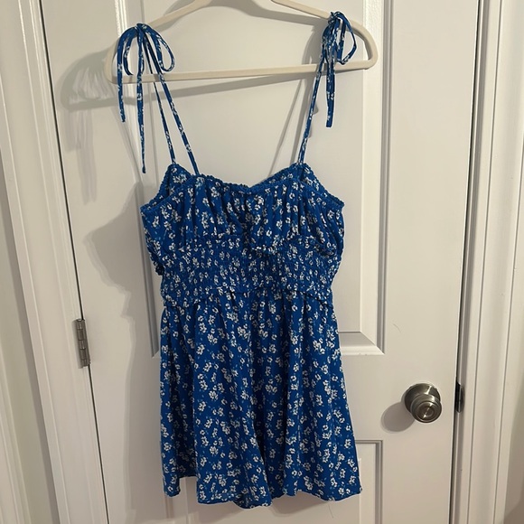 bp Blue Floral Romper with Tie Straps - Picture 2 of 2